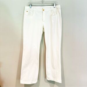 St. John Straight Leg‎ Denim Jeans Women's 12 White Embellished Pocket Casual